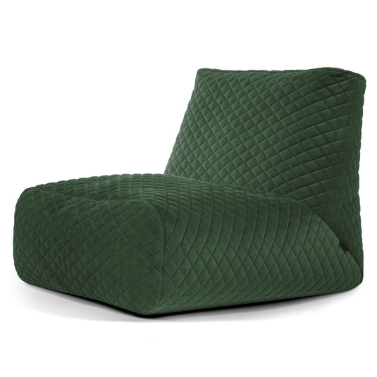 Pouf 2 places en Velours Matelassé Vert Forêt