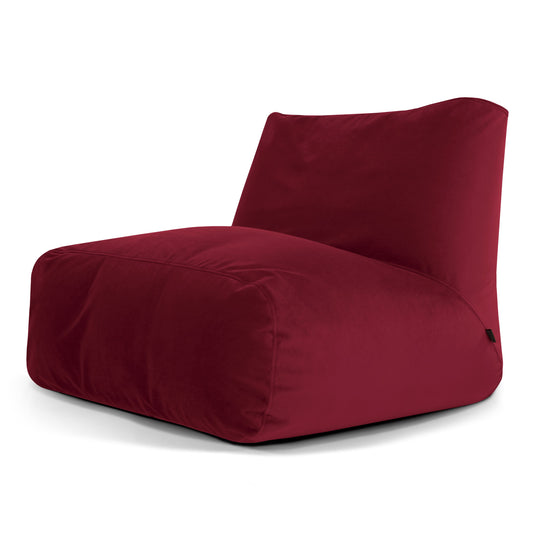 Pouf 2 places en Velours Rouge Rubis