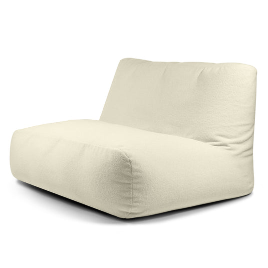 Pouf 2 places Géant en Bouclette Blanc Cassé