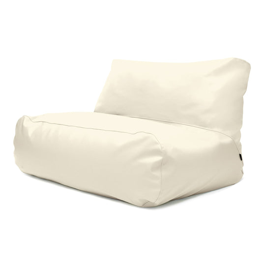 Pouf 2 places Géant en Cuir Beige Crème
