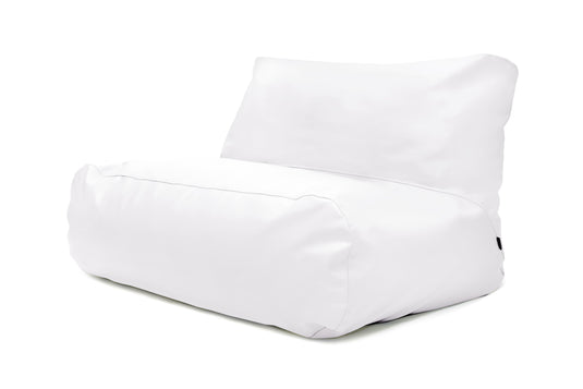 Pouf 2 places Géant en Cuir Blanc Neige