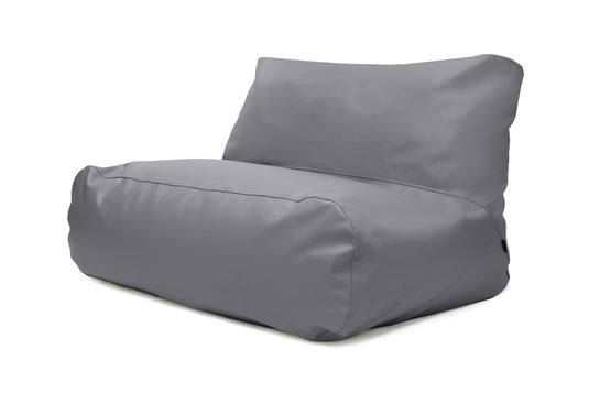 Pouf 2 places Géant en Cuir Gris Acier