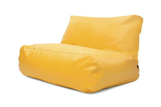 Pouf 2 places Géant en Cuir Jaune Moutarde