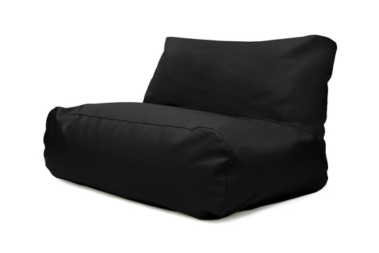 Pouf 2 places Géant en Cuir Noir Profond