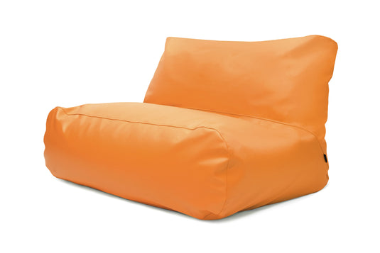 Pouf 2 places Géant en Cuir Orange Mandarine