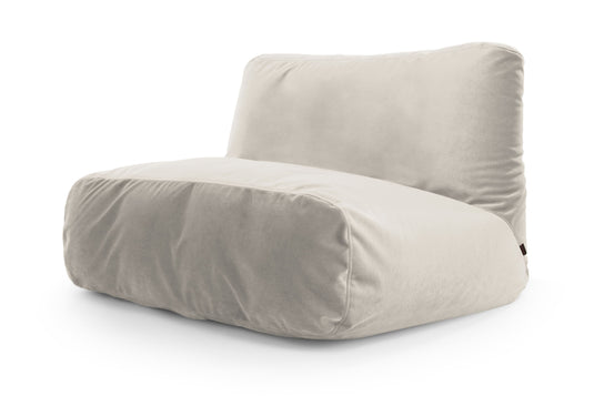 Pouf 2 places Géant en Velours Beige Crème