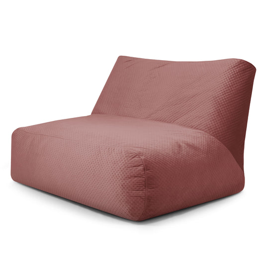 Pouf 2 places Géant en Velours Capitonné Rouge Amarante