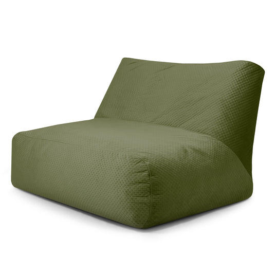 Pouf 2 places Géant en Velours Capitonné Vert Forêt