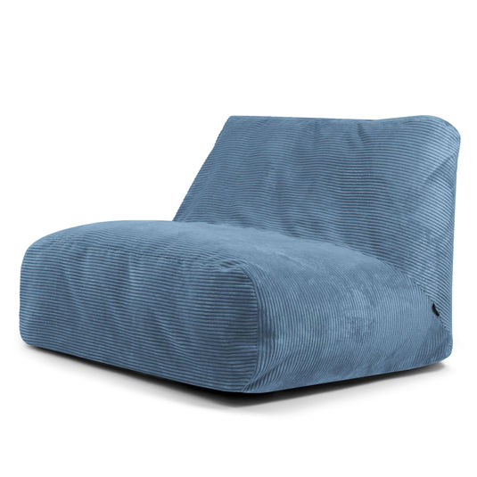 Pouf 2 places Géant en Velours Côtelé Bleu Canard