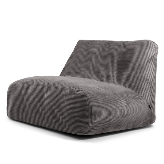 Pouf 2 places Géant en Velours Côtelé Gris Anthracite
