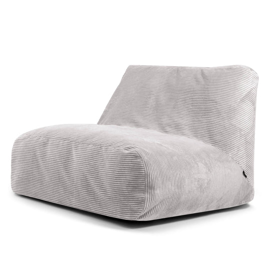 Pouf 2 places Géant en Velours Côtelé Gris Perle