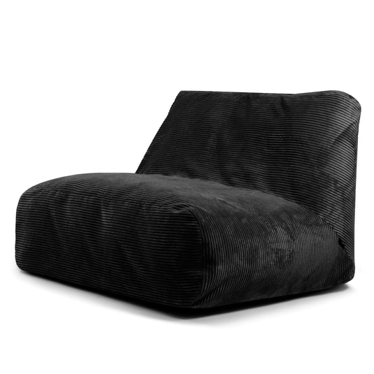 Pouf 2 places Géant en Velours Côtelé Noir Profond