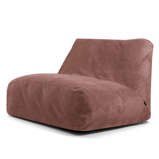 Pouf 2 places Géant en Velours Côtelé Rose Taupe