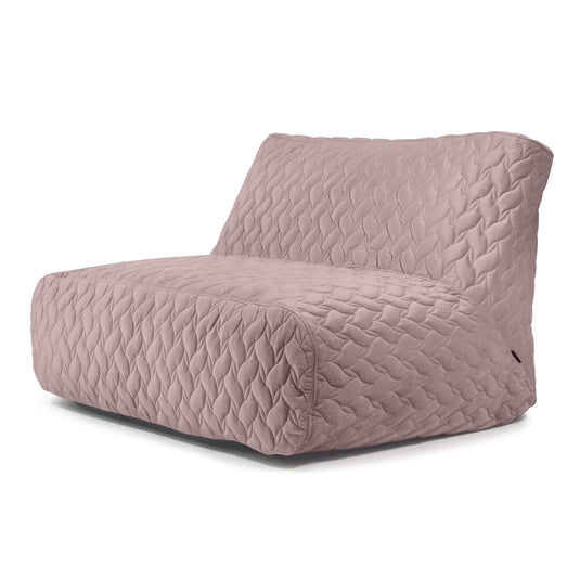 Pouf 2 places Géant en Velours Design Rose Taupe