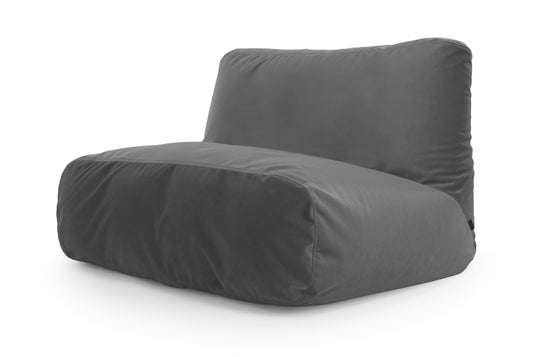 Pouf 2 places Géant en Velours Gris Anthracite