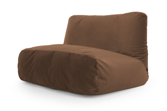 Pouf 2 places Géant en Velours Marron Café