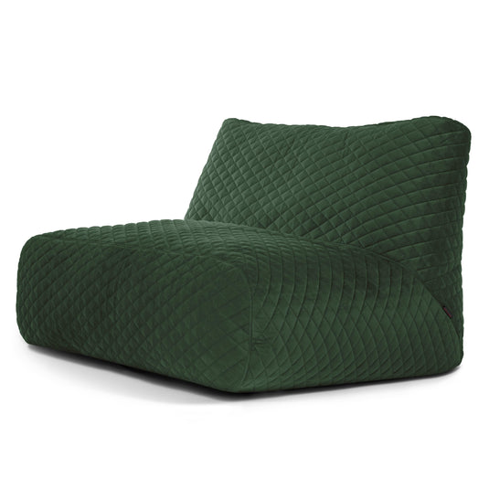 Pouf 2 places Géant en Velours Matelassé Vert Forêt
