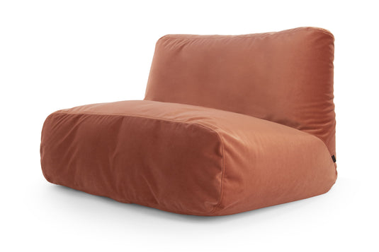 Pouf 2 places Géant en Velours Rose Incarnat