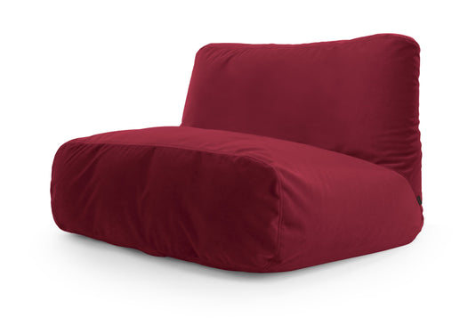 Pouf 2 places Géant en Velours Rouge Rubis