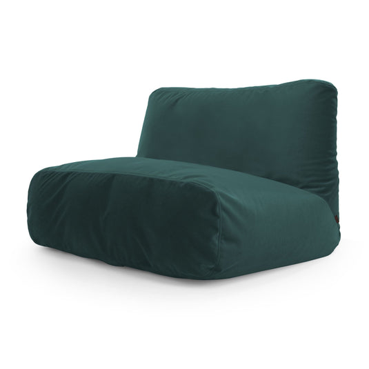 Pouf 2 places Géant en Velours Vert Emeraude