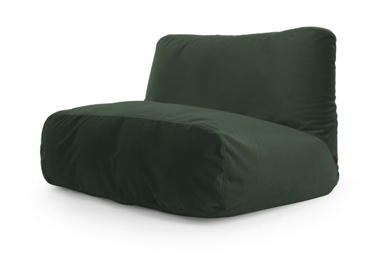 Pouf 2 places Géant en Velours Vert Forêt