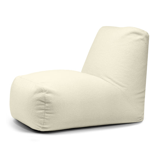 Pouf avec Dossier en Bouclette Blanc Cassé