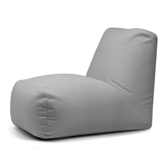 Pouf avec Dossier en Bouclette Gris Acier