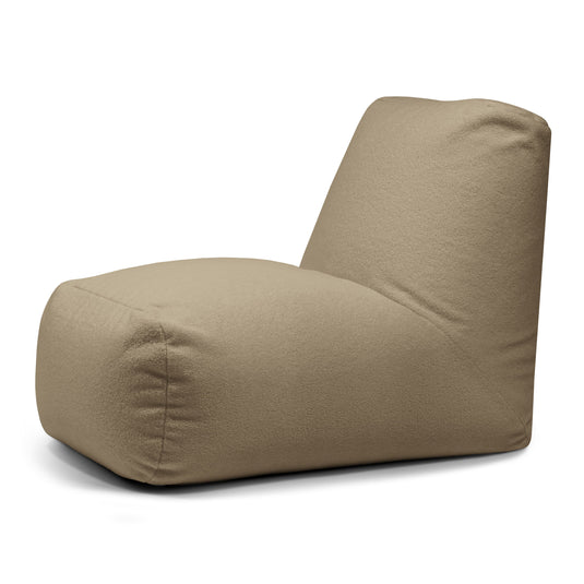 Pouf avec Dossier en Bouclette Marron Noisette