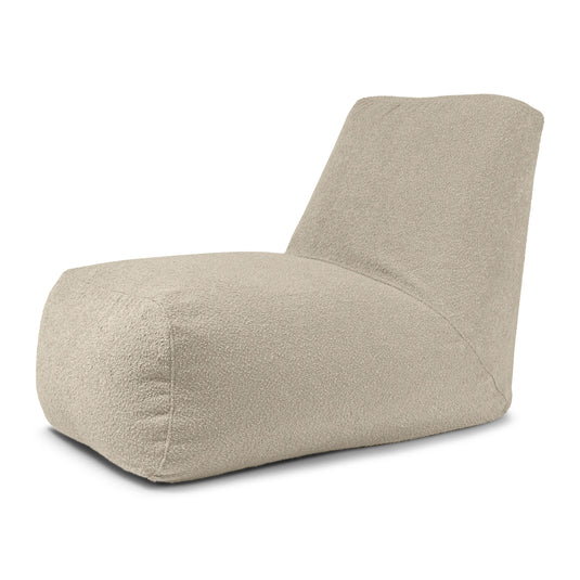 Pouf avec Dossier en Mouton Beige Sable