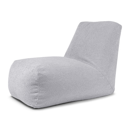 Pouf avec Dossier en Mouton Gris Perle