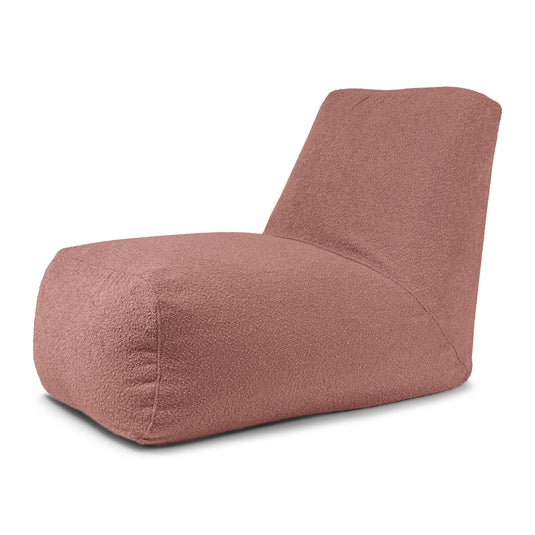 Pouf avec Dossier en Mouton Rose Taupe