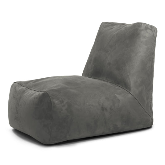 Pouf avec Dossier en Suede Gris Anthracite