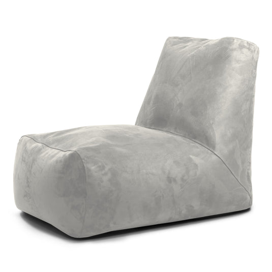 Pouf avec Dossier en Suede Gris Perle