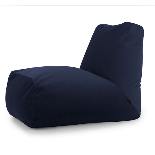 Pouf avec Dossier en Velours Bleu Marine