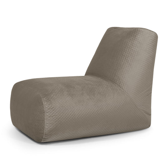 Pouf avec Dossier en Velours Capitonné Marron Taupe