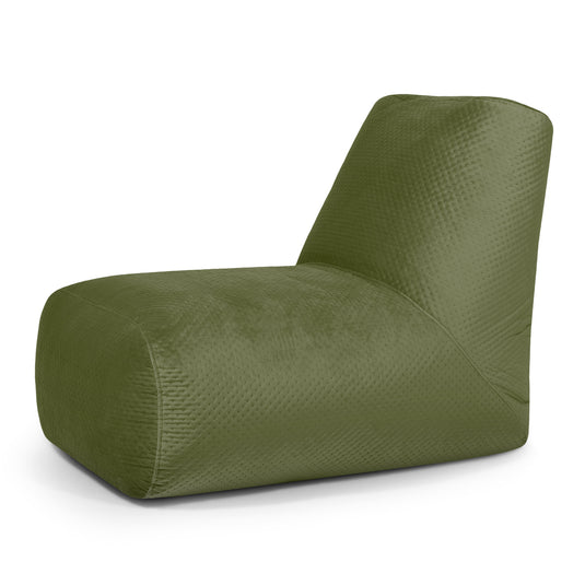 Pouf avec Dossier en Velours Capitonné Vert Forêt