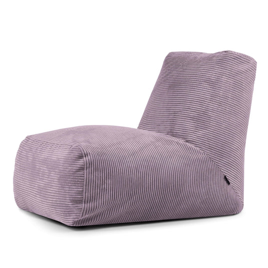 Pouf avec Dossier en Velours Côtelé Violet Lavande