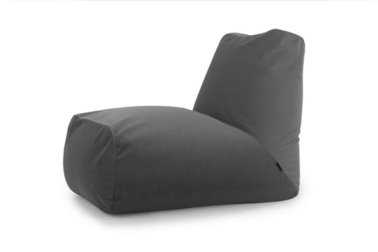 Pouf avec Dossier en Velours Gris Anthracite