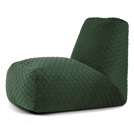 Pouf avec Dossier en Velours Matelassé Vert Forêt