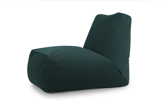 Pouf avec Dossier en Velours Vert Emeraude