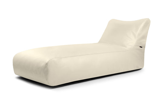 Pouf Bain de Soleil en Cuir Beige Crème