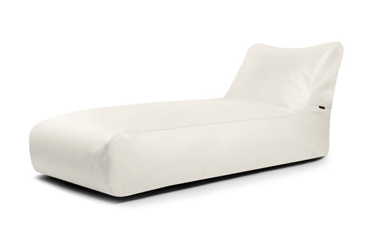 Pouf Bain de Soleil en Cuir Blanc Neige