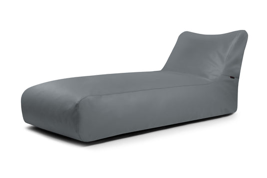 Pouf Bain de Soleil en Cuir Gris Acier