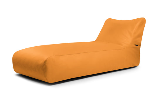 Pouf Bain de Soleil en Cuir Jaune Moutarde