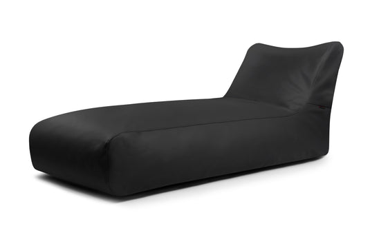 Pouf Bain de Soleil en Cuir Noir Profond