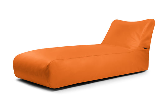 Pouf Bain de Soleil en Cuir Orange Mandarine