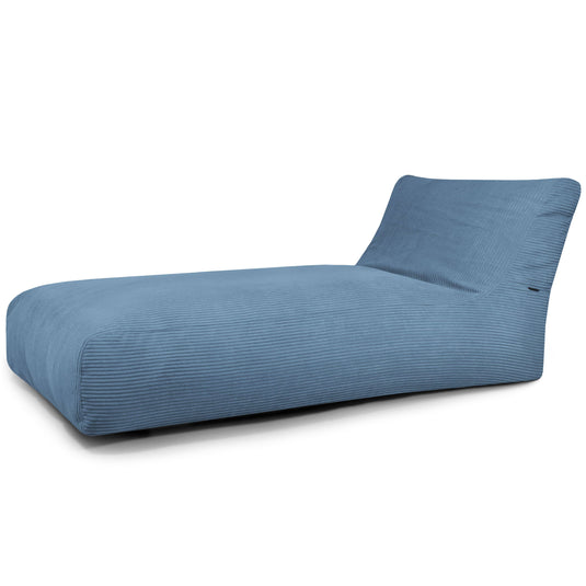 Pouf Bain de Soleil en Velours Côtelé Bleu Canard