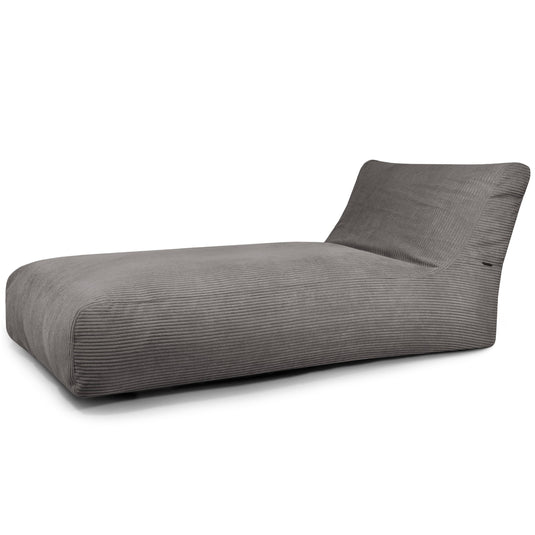 Pouf Bain de Soleil en Velours Côtelé Gris Anthracite