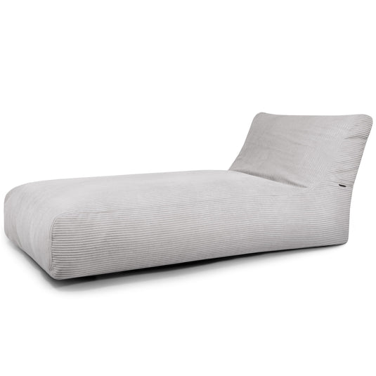 Pouf Bain de Soleil en Velours Côtelé Gris Perle