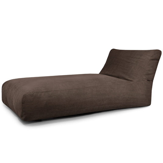 Pouf Bain de Soleil en Velours Côtelé Marron Chocolat